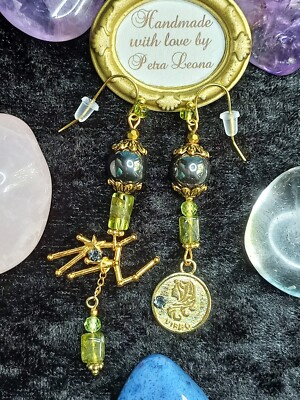 Ohrringe HÄMATIT PERIDOT Geburtsstein AUGUST Sternzeichen Bild JUNGFRAU Schmuck