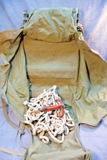 Vintage WWII 1945 British PACKBOARD w PACK & Gaff Hook ,Rope Backpack Military