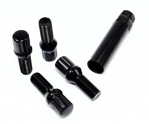 20 14x1.5 28mm Black Spline Lug Bolts Conical Seat for Aftermarket Wheels Audi - Picture 2 of 11