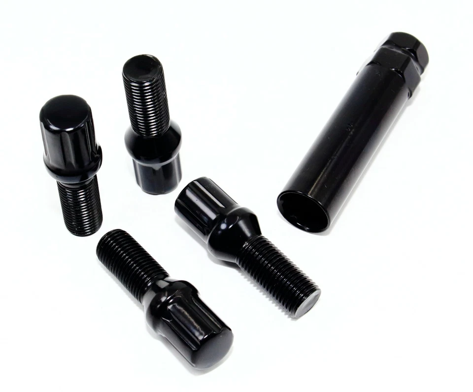 20 14x1.5 28 毫米黑色样条凸耳螺栓锥形座椅适用于售后车轮奥迪  — 第 2/4 张图片