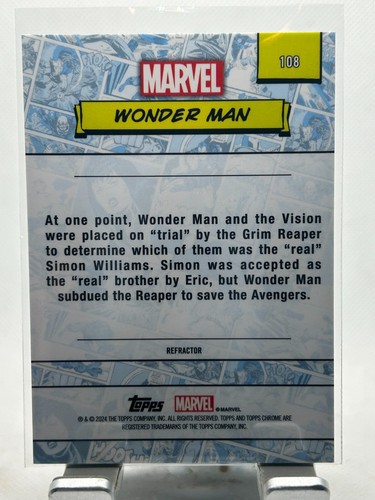2024 Topps Marvel Chrome - Silver Refractor Wonder Man #108 SP - Picture 2 of 2