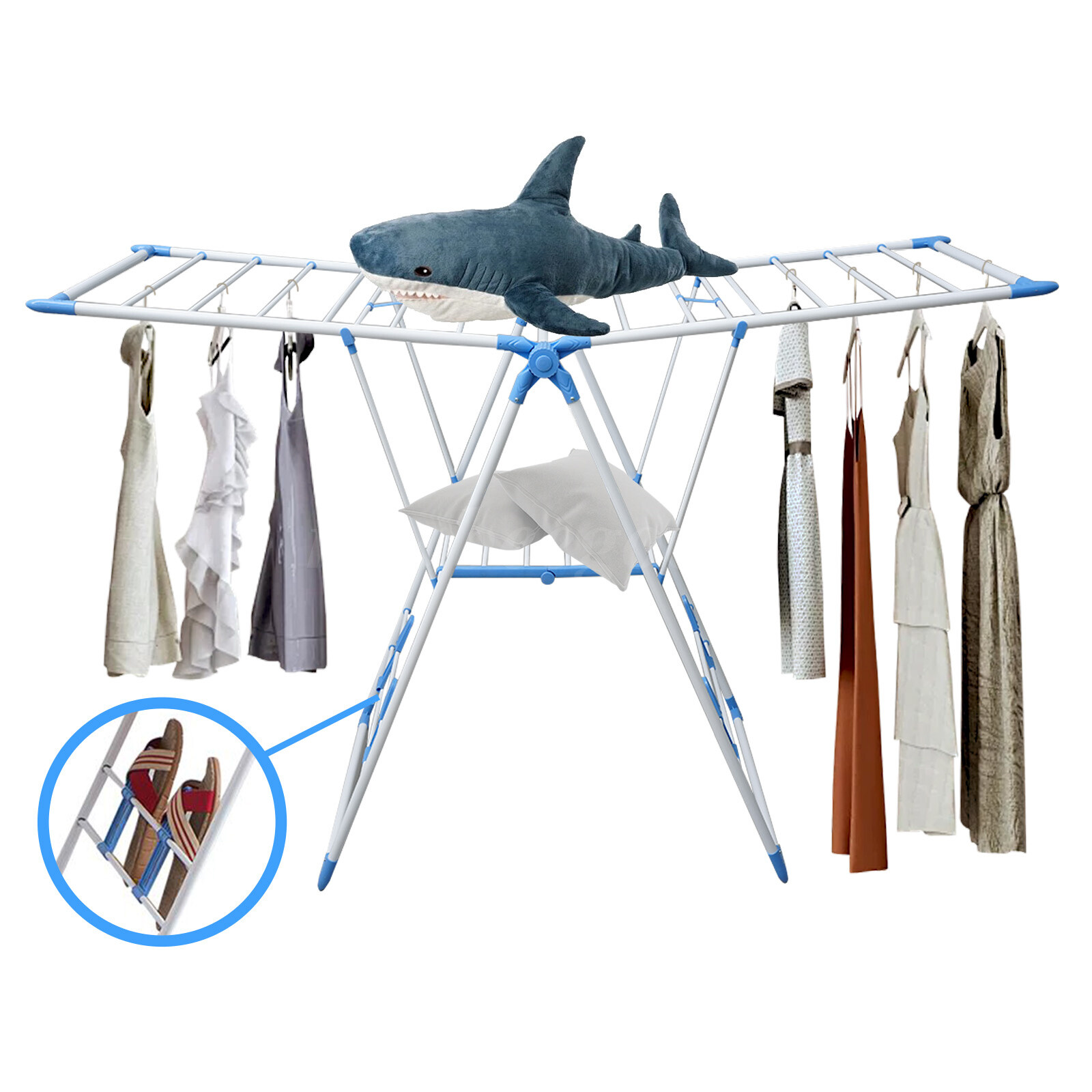 Folding Clothes Drying Rack Steel Dryer Laundry Room Storage Hanger Heavy Duty