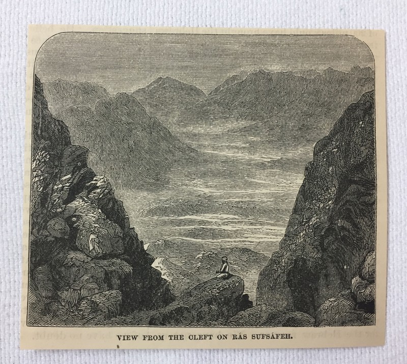 1872 small magazine engraving~ VIEW FROM THE CLEFT, RAS SUFSAFEH Mount Sinai