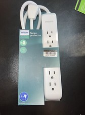 Philips 6-Outlet Surge Protector with 4ft Extension Cord, White