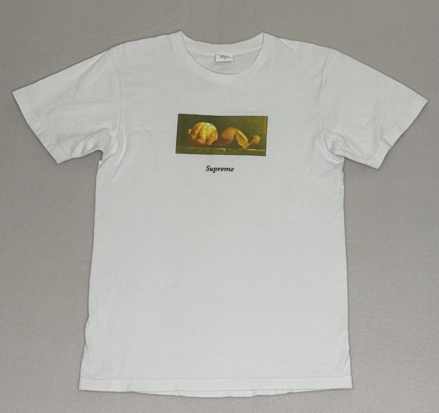 Petit tee shirt Supreme FW15 « Peel » orange blanc automne hiver 2015 rare