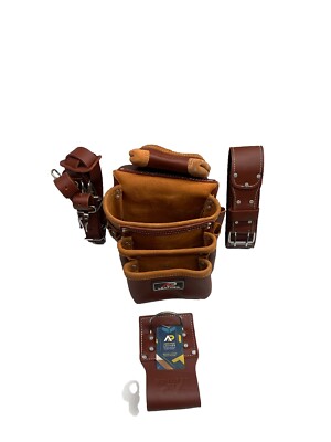 AP-LEATHER PRO-19 100% Genuine Full Grain Leather Tool Belt/Pouch/Bag, Tool Belt With Suspenders, Comfort Back Support Tool Pouches With Suspenders ( Maroon - View #2