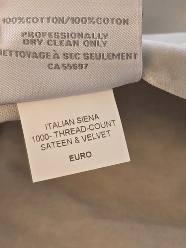 Restoration Hardware RH Italian Siena Velvet Euro Sham Mist Grey - Picture 2 of 5