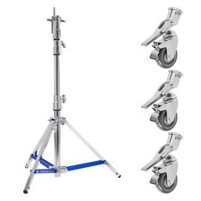 Flashpoint 5.7' Lowboy Steel Stand Pro with Leveling Leg and Combo Head, Silver,