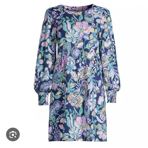Lilly Pulitzer Diann Dress Size Medium High Tide Navy Blue She’s Got Sol Cotton - Picture 2 of 10
