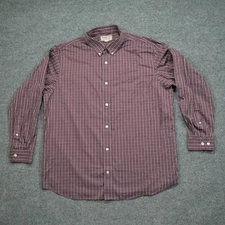 Duluth Trading Co Shirt Mens XL Red Maroon Plaid Button Down Wrinkle Fighter