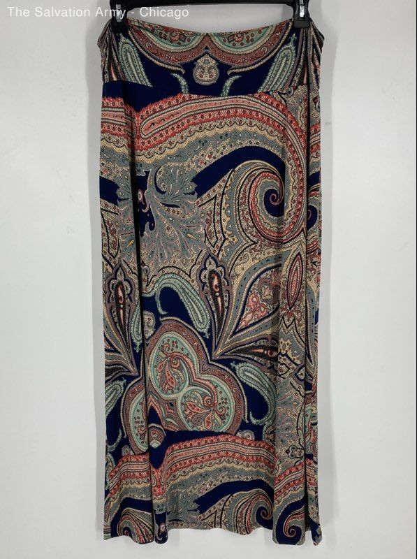 Gilli Womens Multicolor Paisley Stretch Pull-On Maxi Skirt Size 2XL