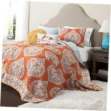 Harley Reversible Queen Size 5 Piece Set Purple  Full/Queen Tangerine Quilt