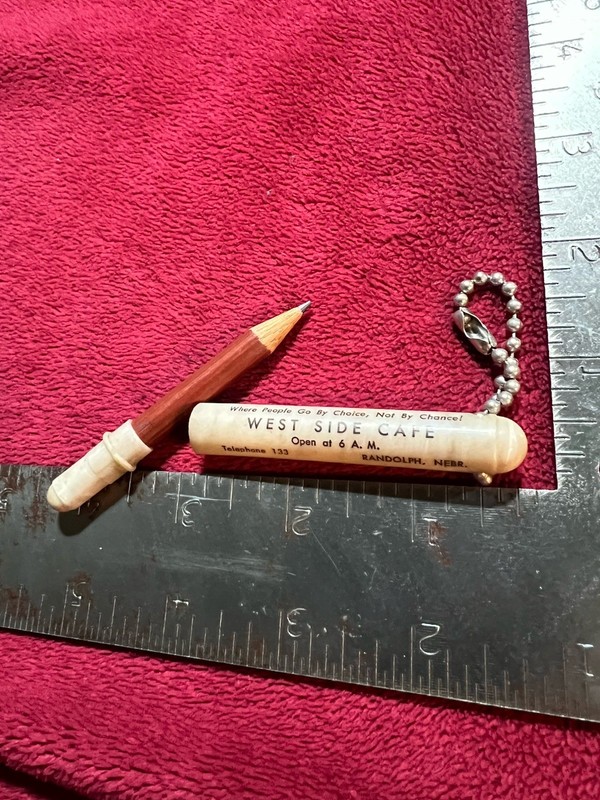 Vintage NOS Bullet Pencil, West Side Cafe in Randolph, NE.  Phone 133!