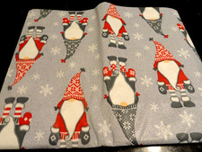 NEW PEVA vinyl TABLECLOTH Christmas Holiday GNOMES red Gray snowflakes 52" x 70"