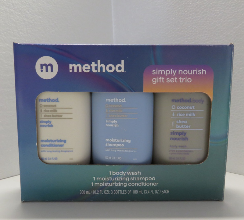 Method Simply Nourish Trio Gift Set - Body Wash/Shampoo/Conditioner Travel Sized