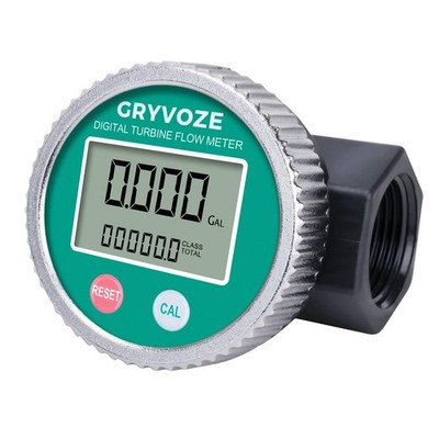 GRYVOZE 1 Inch PP Digital Turbine Flow Meter, 2.6-26 GPM Inline NPT Thread Fl...