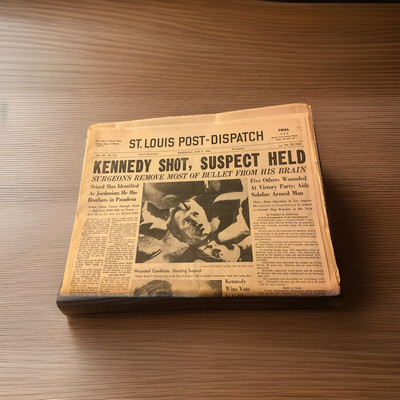ST.LOUIS POST DISPATCH NEWSPAPER,KENNEDY SHOT,SUSPECT HELD~JUNE 5,1968
