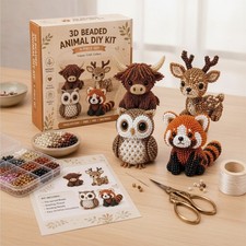 Tiny 3D Beaded Animal DIY Kit, 4 Designs, Woodland Friends, Instructions
