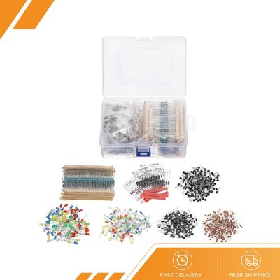 1490 x Electronics Component Assortment Kit Metal Film Resistors LED Diodes