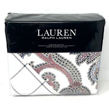 Ralph Lauren Carter Paisley King Size Duvet Cover Set Navy SATEEN Reversible