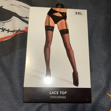 BNWT - ANN SUMMERS Lace Top Stockings XXL - Black