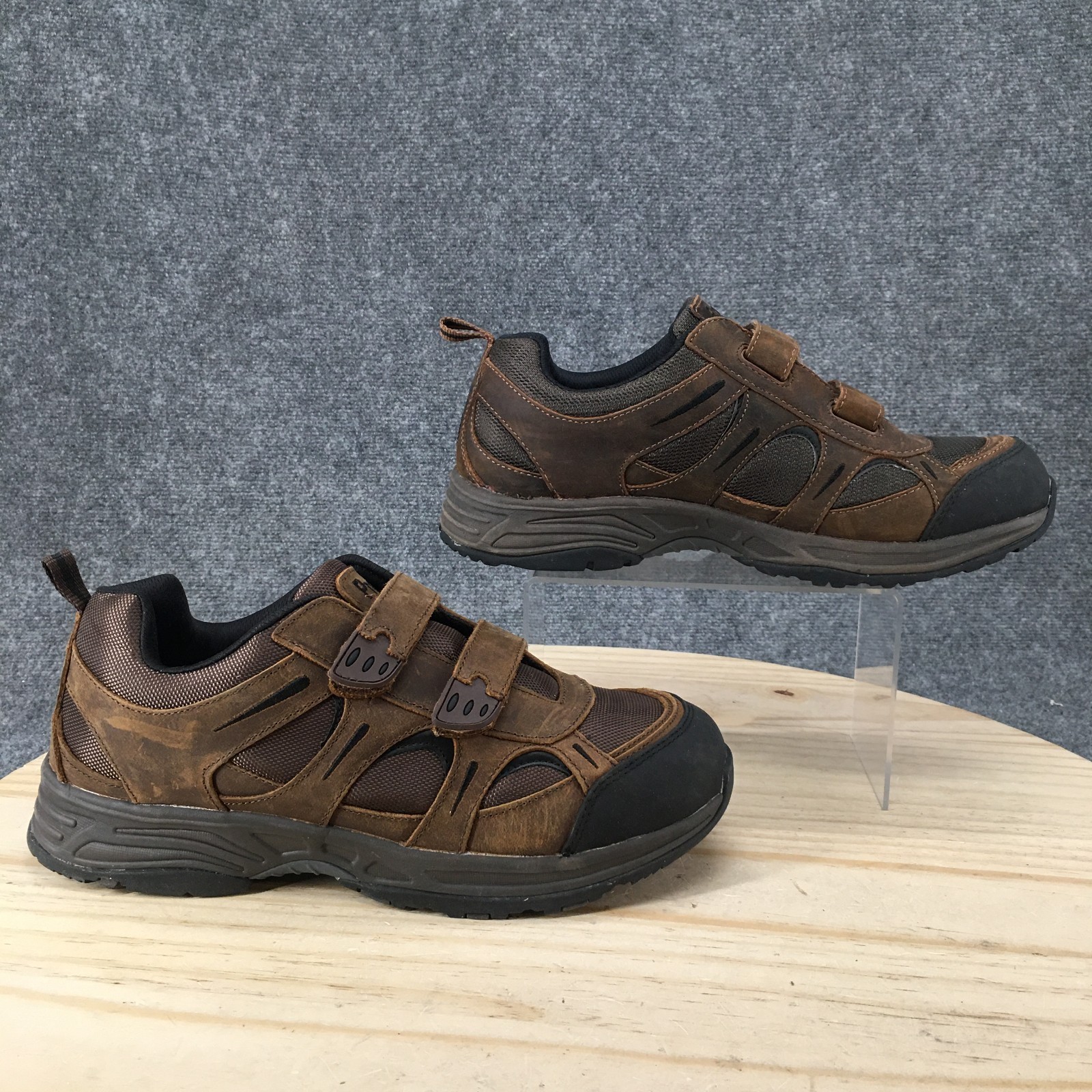 Womens 10.5 M Connelly Strap Sneakers Brown Leather Lace Up 