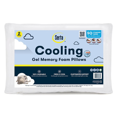 Serta 2-Pack Cooling Gel Memory Foam Bed Pillow