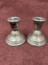 Pair Vintage Sterling Silver Candle Sticks Birmingham 1963