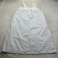 Vintage Bert Yelin for Iris Night Gown Dress Light Blue White Lace Womens Size M