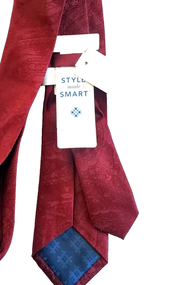 Corbata para hombre Ryan Seacrest 100 % seda borgoña cachemira en borgoña sólida 57" x 3' Foto 2 de 4