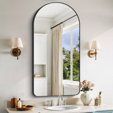 24"x48" Black Arched Bathroom Mirror - Wall Mounted Vanity Decor for Any Room