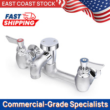 Commercial Heavy-Duty 8" Wall Mount Mop Faucet - Short Spout Solid Brass