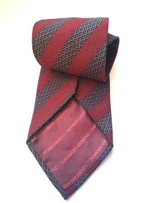 GEORGIO ARMANI Men's Tie Silk Red/Grey 4'' Striped (Tariff-Free)