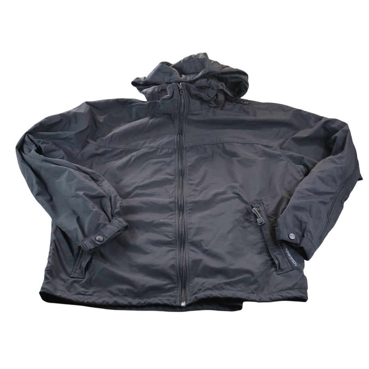 Nautica Competition Jacket Mens Large Black Hooded Full Zip Rain 