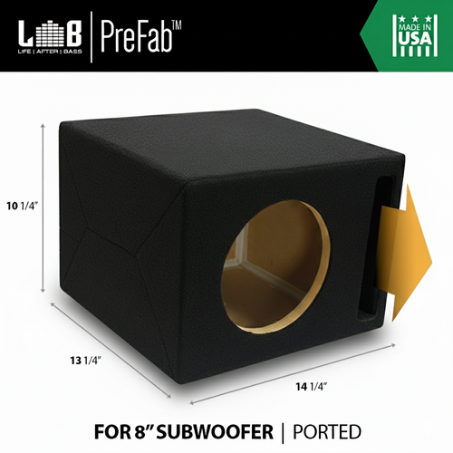 Single Sub Woofer MDF Box Enclosure w/Slot-Port for 8” Car Subwoofer (0.5 Cu ft) - Picture 1 of 4