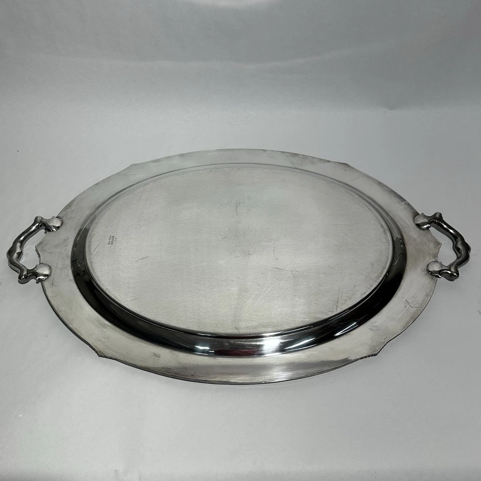 Vintage Wallace Rose Point Victorian Silver Plated Oval Serving Platter Tray - Image 2 of 3
