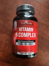 Divine Bounty Super B Complex Vitamins Supplement - 90 Veg Caps - EXP 11/20/2027