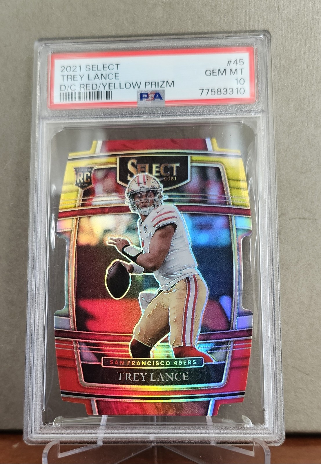 2021 Select Trey Lance RC - Red/Yellow Color Match Prizm Die Cut #45 - PSA 10