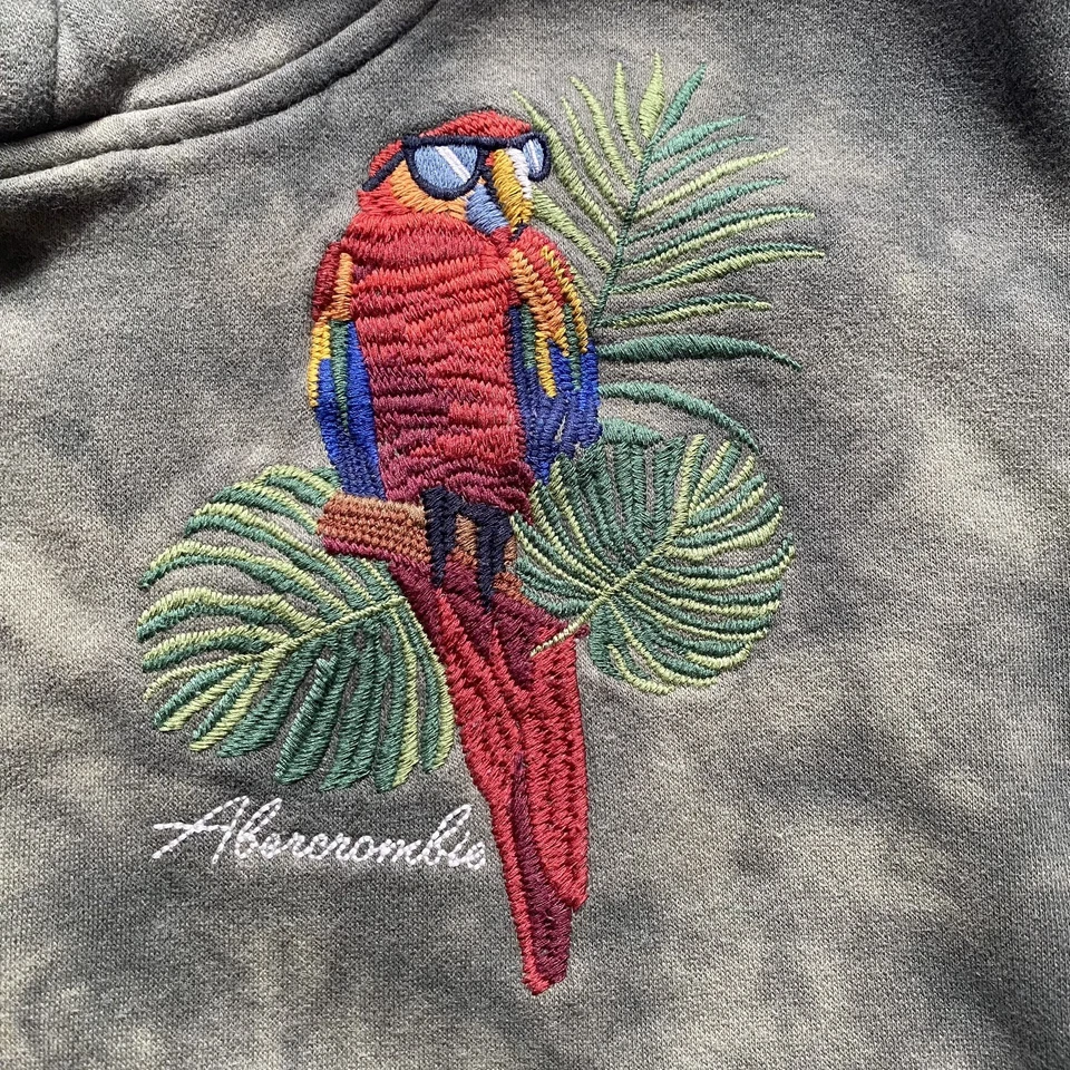 Sudadera con Capucha Abercrombie Niños Talla 9/10 Bordada Verde  Foto 4 de 4