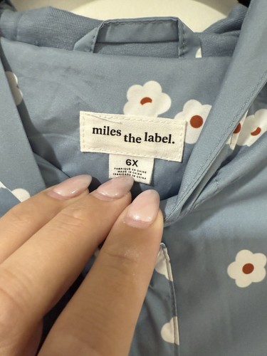 Miles The Label Jacket Girls 6X Blue Floral Rain Jacket Outdoor Hooded Play - Picture 4 of 10