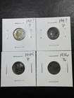 (4 Coins)  Mercury Silver Dimes Very Worn Dates, Mints?