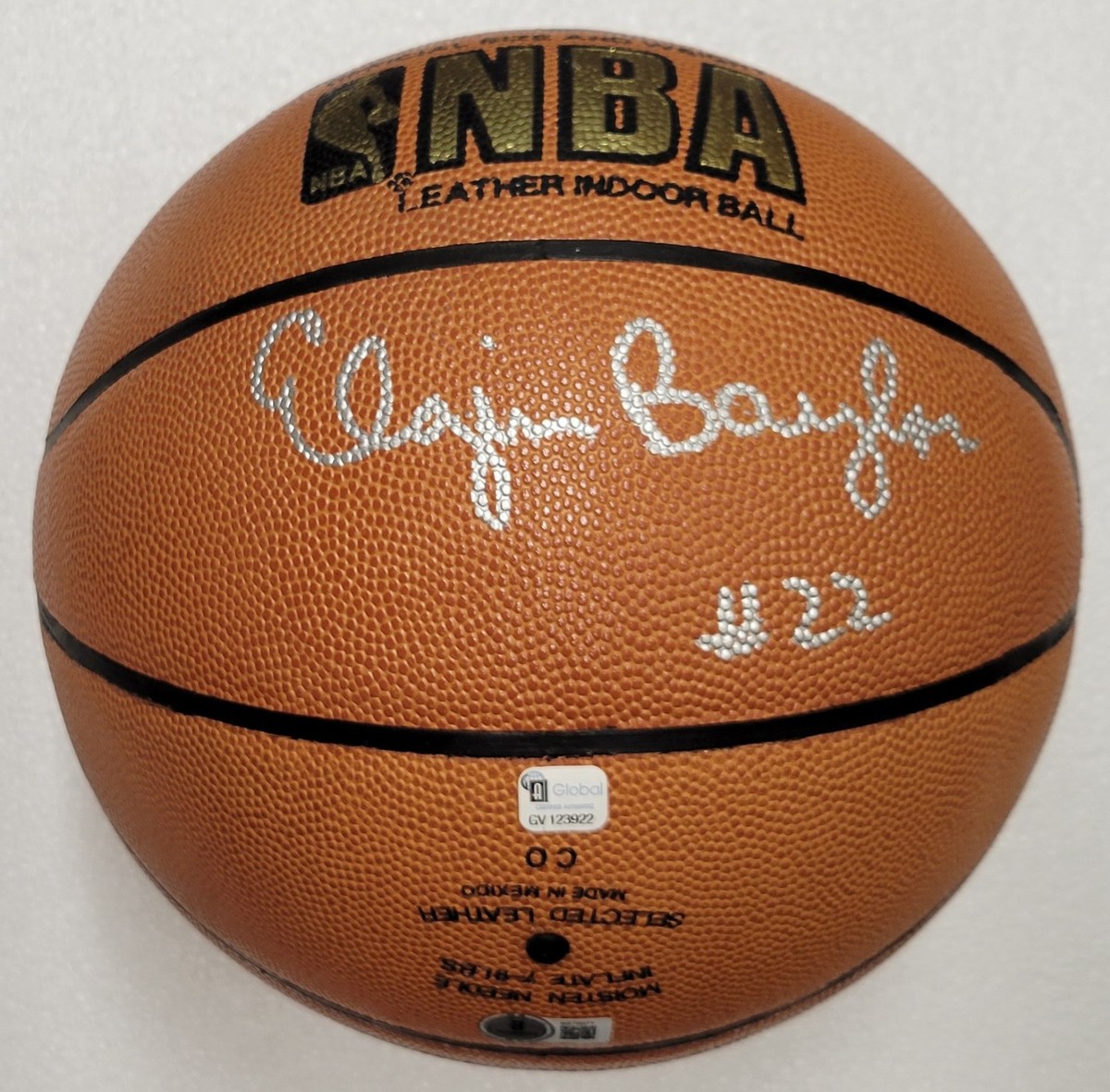 ELGIN BAYLOR #22 Silver Signed Spalding Leather Basketball Lakers 