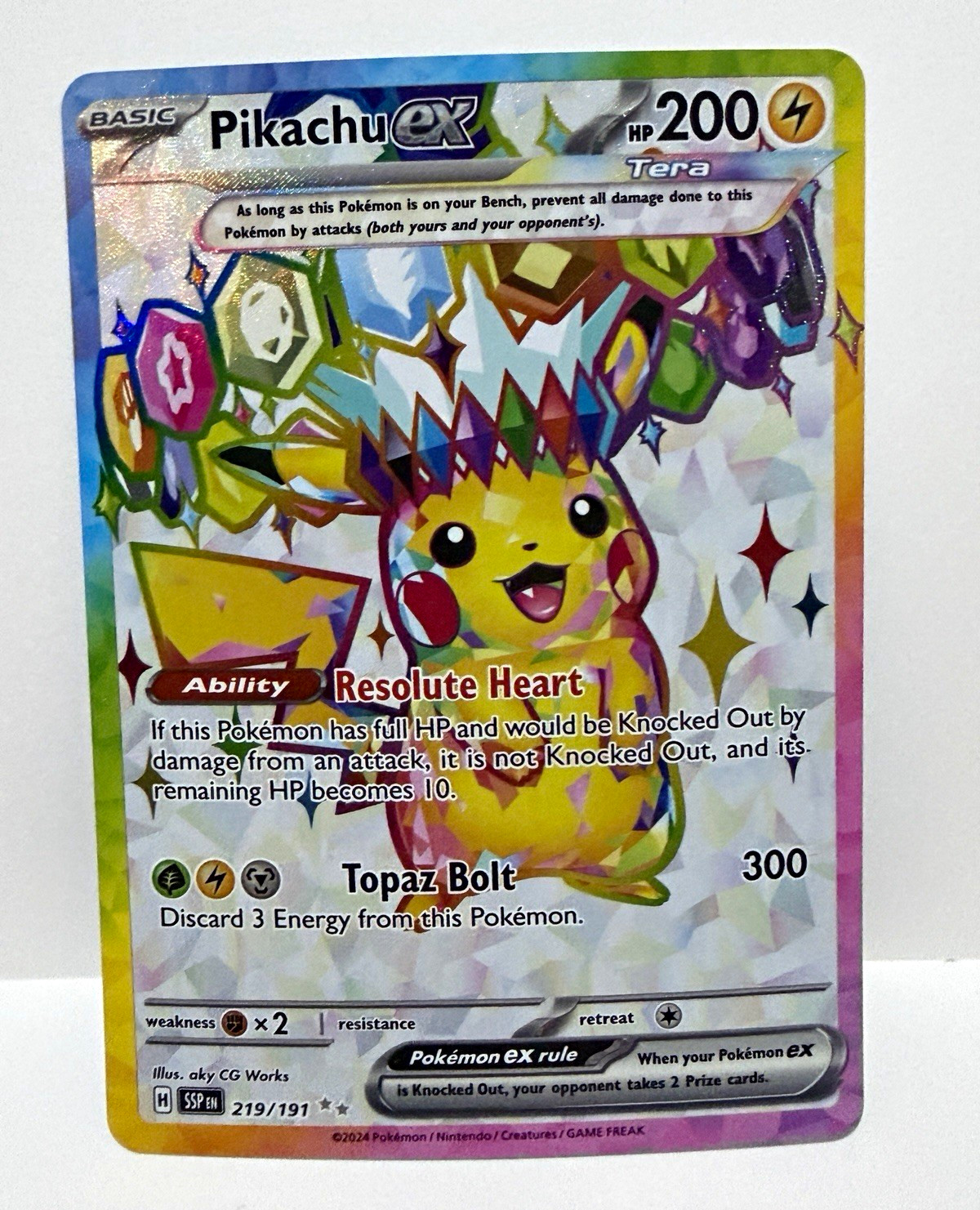 Pokémon Pikachu ex 219/191 Surging Sparks Hyper Rare Full Art Holo