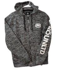 ECKO Unltd Logo AUTHENTIC Mens Medium Gray Zp Up Fleece Hoodie Sweatshirt
