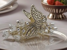 Elegant Gold Tone Metal Butterfly And Flower Claw Hair Clip
