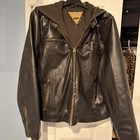 Vintage Levi’s Men’s Distressed Faux Leather Jacket with hoodie  Lining Size L  — photo 4