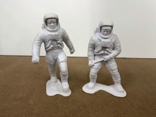 Lot of 2 Louis Marx White Plastic 6" Apollo Astronaut Figures Vintage 1970