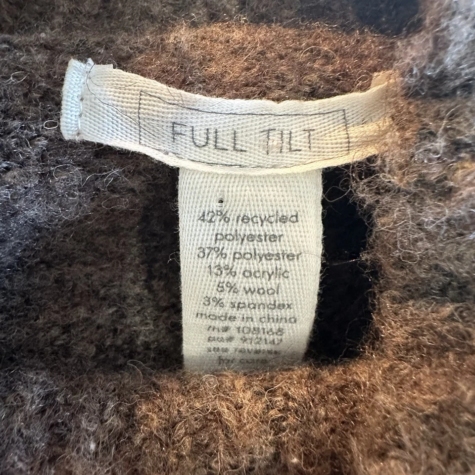 Suéter Recortado Inclinable Completo Pequeño Marrón Mezcla de Lana Manga Larga Cuello Simulado Boho Foto 3 de 4