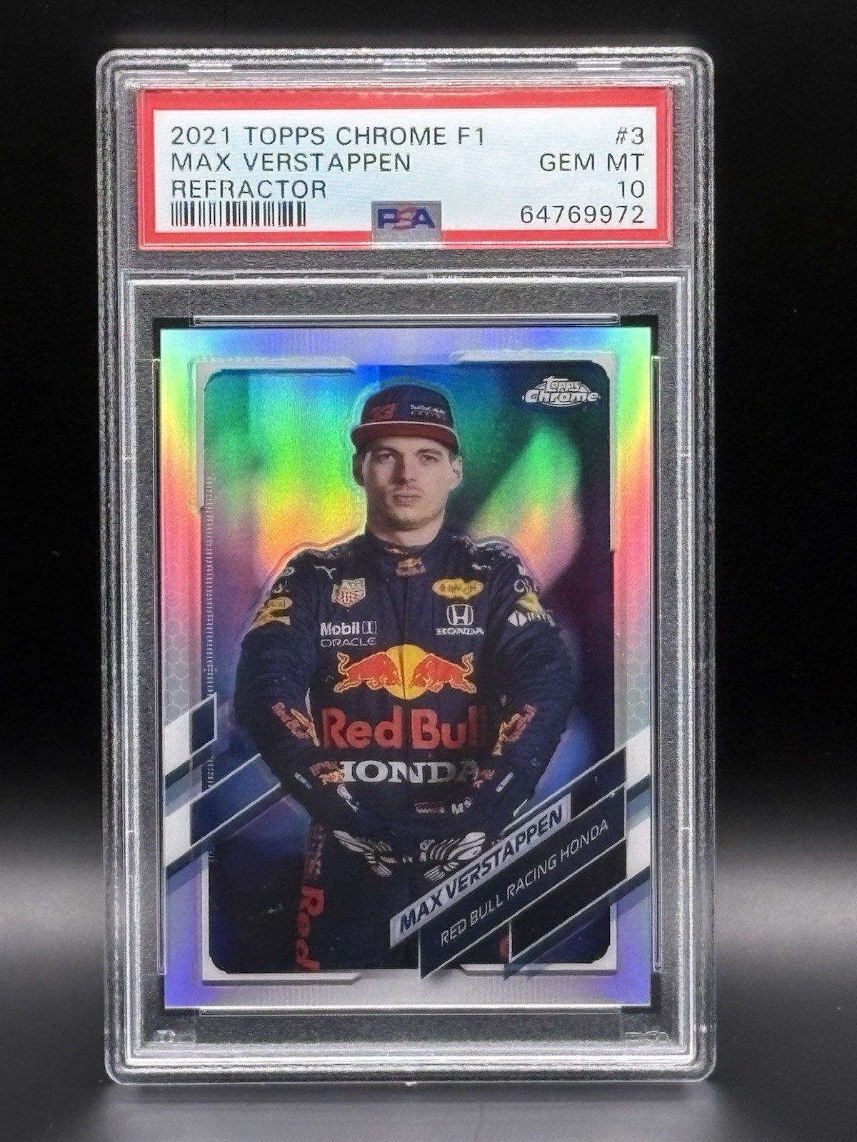 Max Verstappen 2021 Topps Chrome F1 REFRACTOR #3 PSA 10 GEM MT