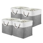 4Pack Storage Baskets Fabric Collapsible Cube Baskets Beige/Green